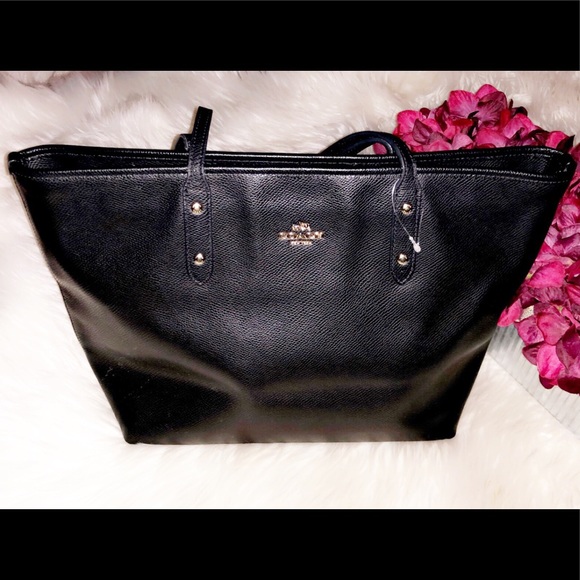 COACH Black Leather Tote Bag - Picture 1 of 7